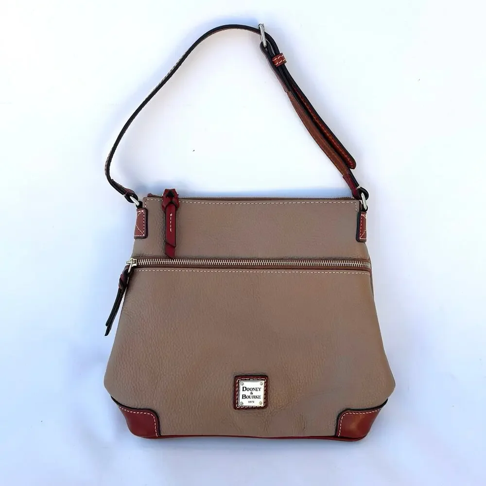 Dooney & Bourke Tan Pebbled Leather Camel Crossbody Shoulder Bag Purse